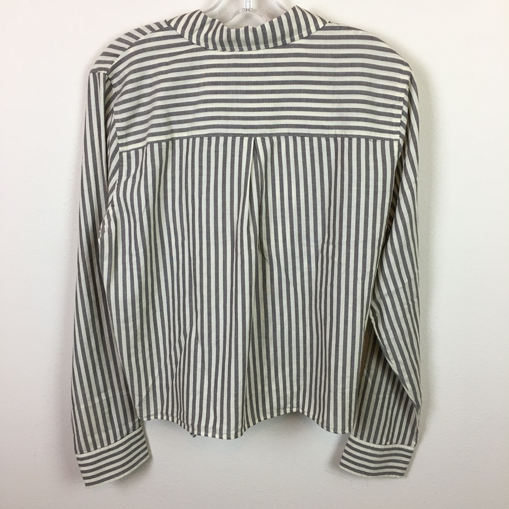 Madewell Maitland Stripe Tie Front Shirt Large - Picture 2 of 6